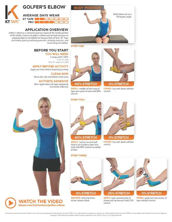 kt tape applycation process for golfers elbow